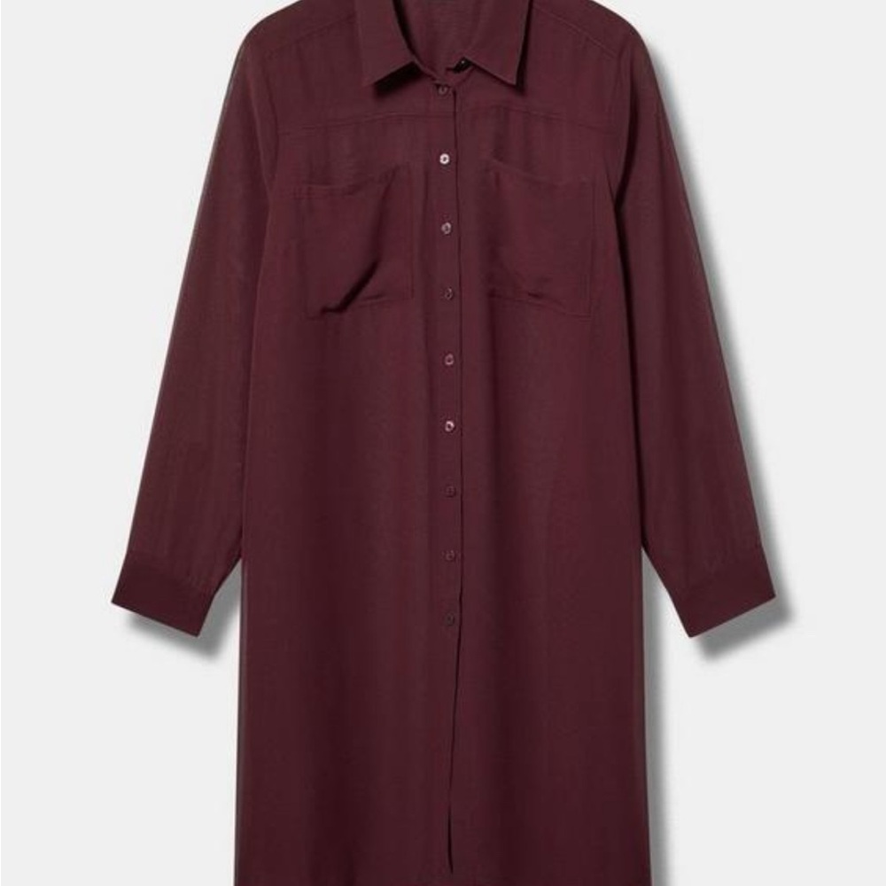 Torrid sheer button-up long sleeve tunic shirt size 3